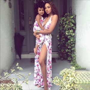 NEW Mommy and Me White/Pink/Blue Floral Maxi Dress